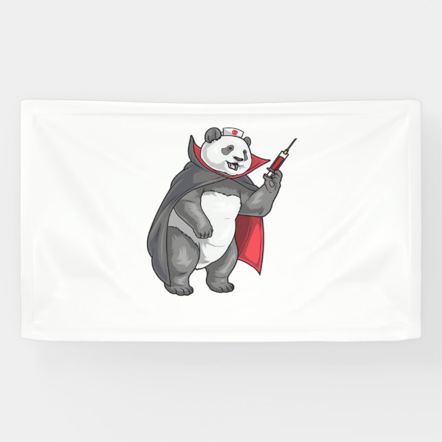 Panda Halloween Vampire Nurse Oversized T-Shirt Banner (Horizontal)