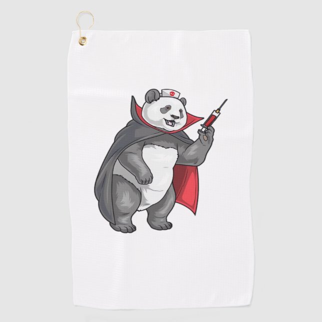 Panda Halloween Vampire Nurse Oversized T-Shirt Golf Towel (Front)
