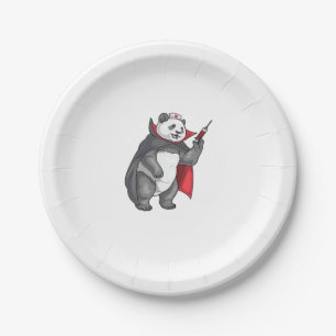 Panda Halloween Vampire Nurse Oversized T-Shirt Paper Plate