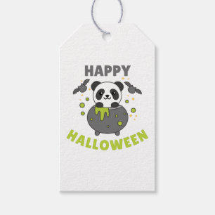 Panda Happy Halloween Cauldron Bat Gift Tags