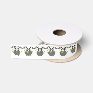 Panda Happy Halloween Cauldron Bat Satin Ribbon