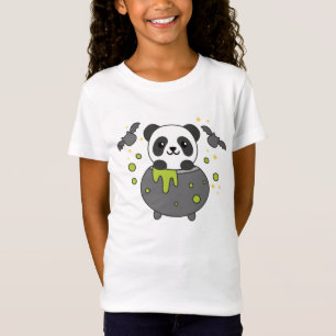 Panda Happy Halloween Cauldron Bat T-Shirt