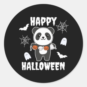 Panda Happy Halloween Pumpkin Bat Costume Classic Round Sticker