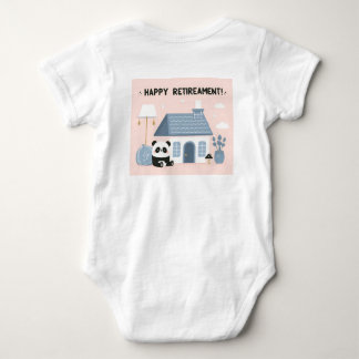 Panda happy retirement baby bodysuit