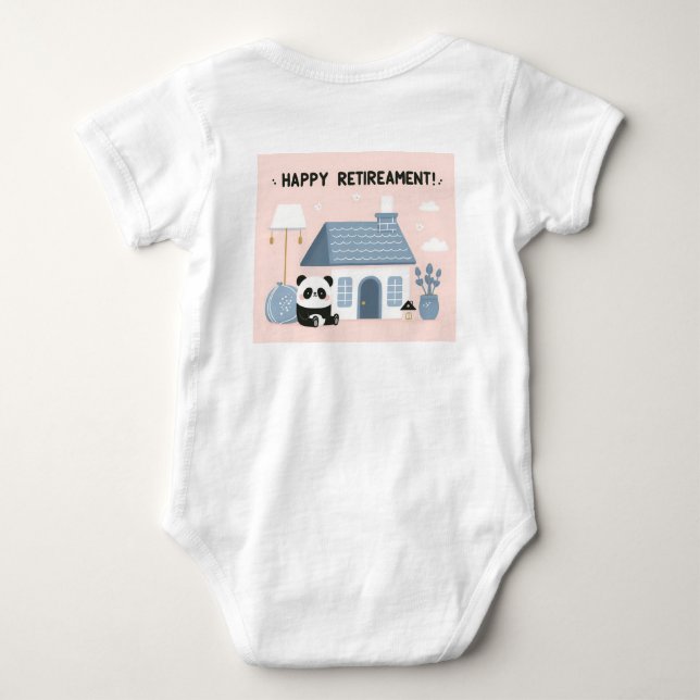 Panda happy retirement baby bodysuit (Back)