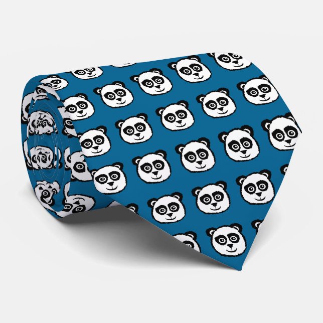 Panda Head Pattern Tie (Rolled)