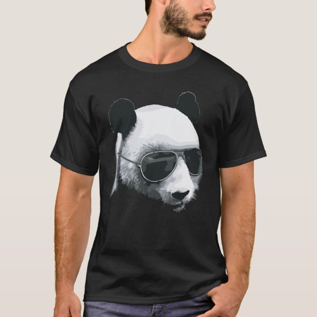 Panda Head with Sunglasses Design T-Shirt (Front)