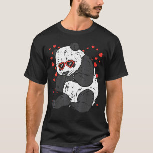 Panda Heart Glasses Cute Valentines Day Bear Anima T-Shirt