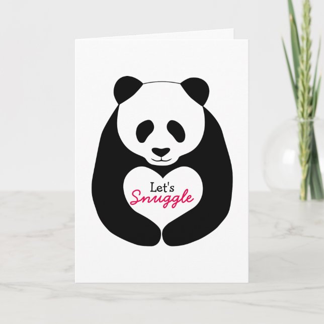 Panda Heart Let's Snuggle Valentine's Card (Front)