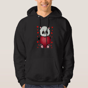 Panda Heart Valentines Day Girls Kids Women Bear Hoodie