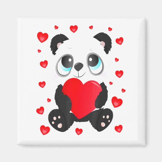 Panda Heart Valentines Day Girls Kids Women Bear L Magnet (Front)