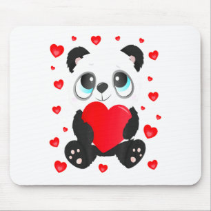 Panda Heart Valentines Day Girls Kids Women Bear L Mouse Mat