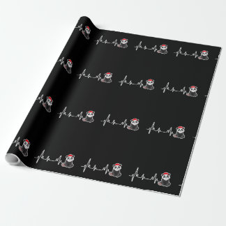 Panda Heartbeat Santa Hat Funny Christmas Pajama G Wrapping Paper