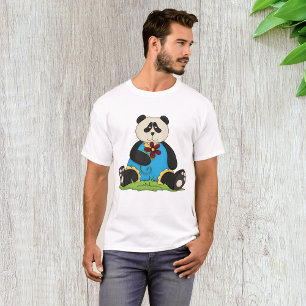 Panda Holding A Flower Mens T-Shirt