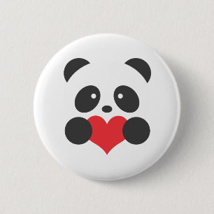 Panda holding a heart button