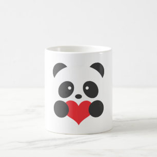 Panda holding a heart mug