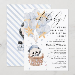 Panda Hot Air Balloon Baby Shower Invitation