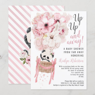 Panda Hot Air Balloon Shower By Mail Invitation