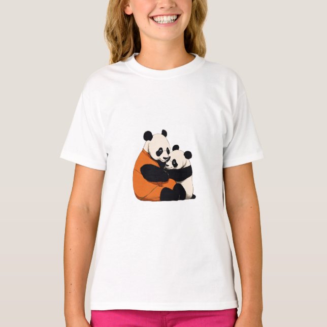 Panda Hugging Design – Cute & Heartwarming T-Shirt (Front)