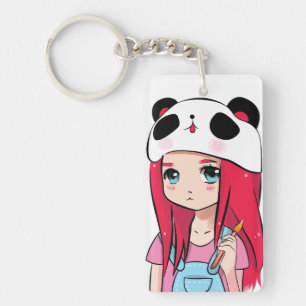 Panda Hugs & Crimson Dreams Key Ring