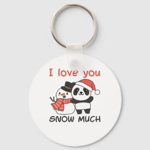 Panda I Love You Snow Much Snowman Pun Key Ring