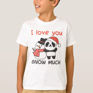 Panda I Love You Snow Much Snowman Pun T-Shirt