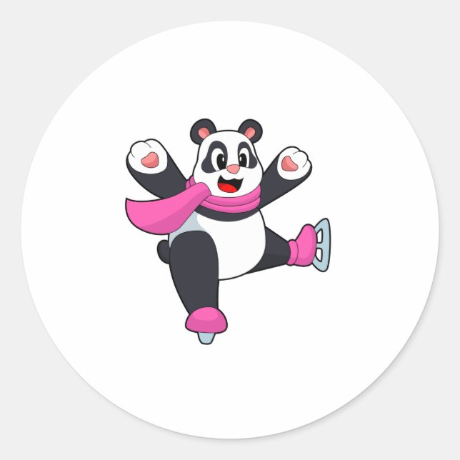 Panda Ice skating Ice skates Classic Round Sticker (Front)
