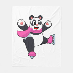 Panda Ice skating Ice skates Fleece Blanket