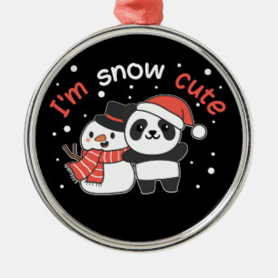 Panda I'm Snow Cute Snowman Snow Pun Ceramic Ornam Metal Tree Decoration