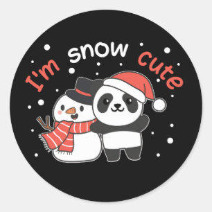 Panda I'm Snow Cute Snowman Snow Pun Classic Round Sticker