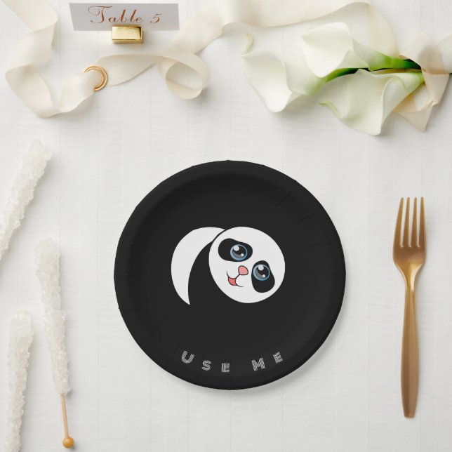 Panda Image Use me Text Printed  Paper & Party  Paper Plate (Wedding)