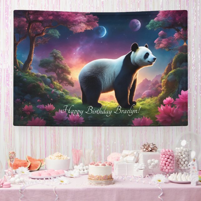 Panda in a Fantasy Garden Banner (Party)