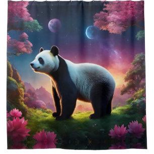 Panda in a Fantasy Garden Shower Curtain