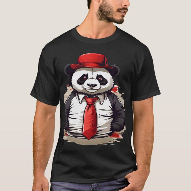 Panda in a Suit breaking through T-Shirt (Front)