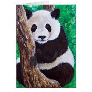 Panda in a Tree Painting Greeting Card