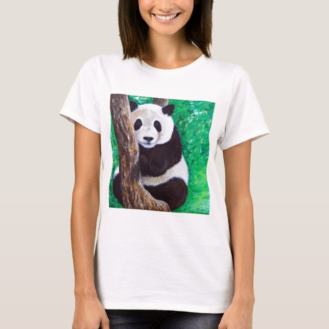 Panda in a Tree Painting T-Shirt (Front)
