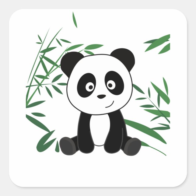 Panda In Bamboo Cute Animals For Kids Panda Bear Square Sticker (Front)
