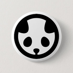 Panda in circle 6 cm round badge