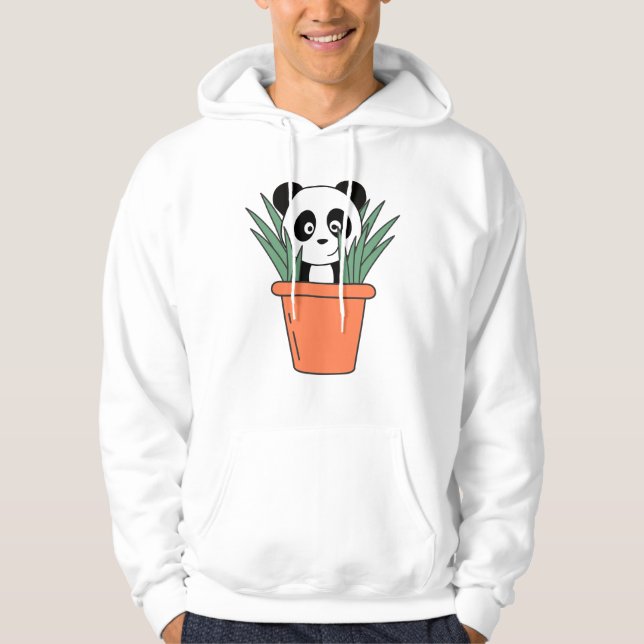 Panda In Flower Top Funny Panda Bear Plant (Front)