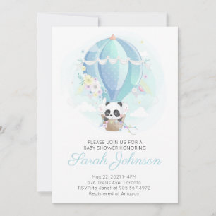 Panda in Hot Air Balloon Baby Shower Invitation