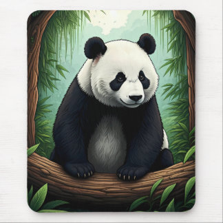 Panda in Lush Greenery Mouse Mat