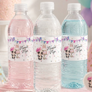 Panda in Pink Hat   Panda Pop Water Bottle Labels