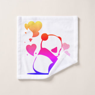 panda in pink wash cloth