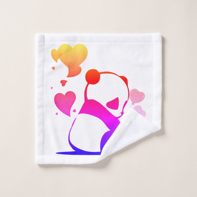 panda in pink wash cloth (Wash Cloth)