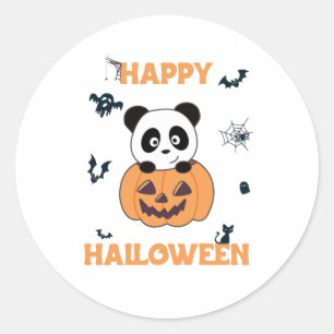 Panda In Pumpkin Sweet Pandas Happy Halloween Classic Round Sticker