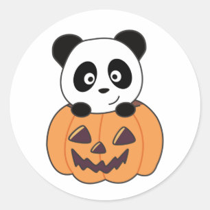 Panda In Pumpkin Sweet Pandas Happy Halloween Classic Round Sticker