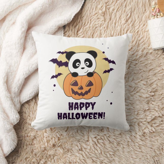 Panda In Pumpkin Sweet Pandas Happy Halloween Cushion (Blanket)
