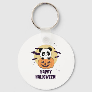 Panda In Pumpkin Sweet Pandas Happy Halloween Key Ring