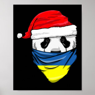 Panda In Santa's Hat And Ukraine Flag Ndana Christ Poster