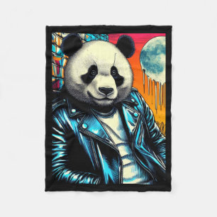 Panda In The City 2 Sticker Fleece Blanket